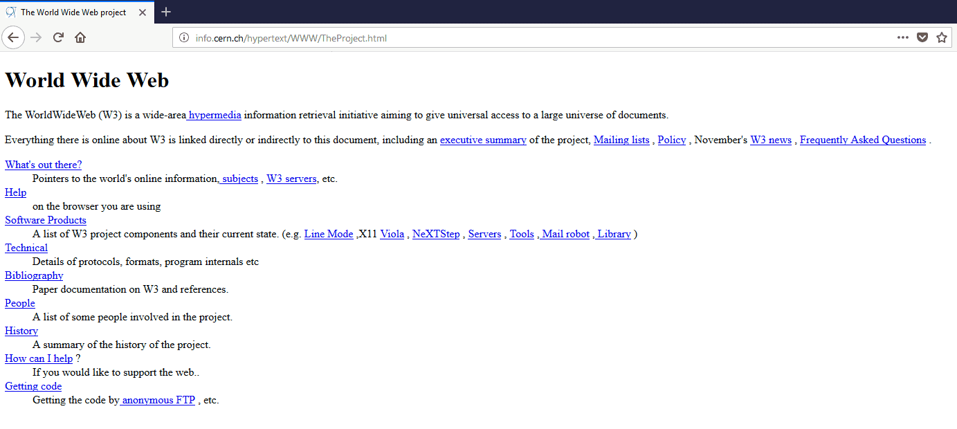 Erste Website Internet WWW