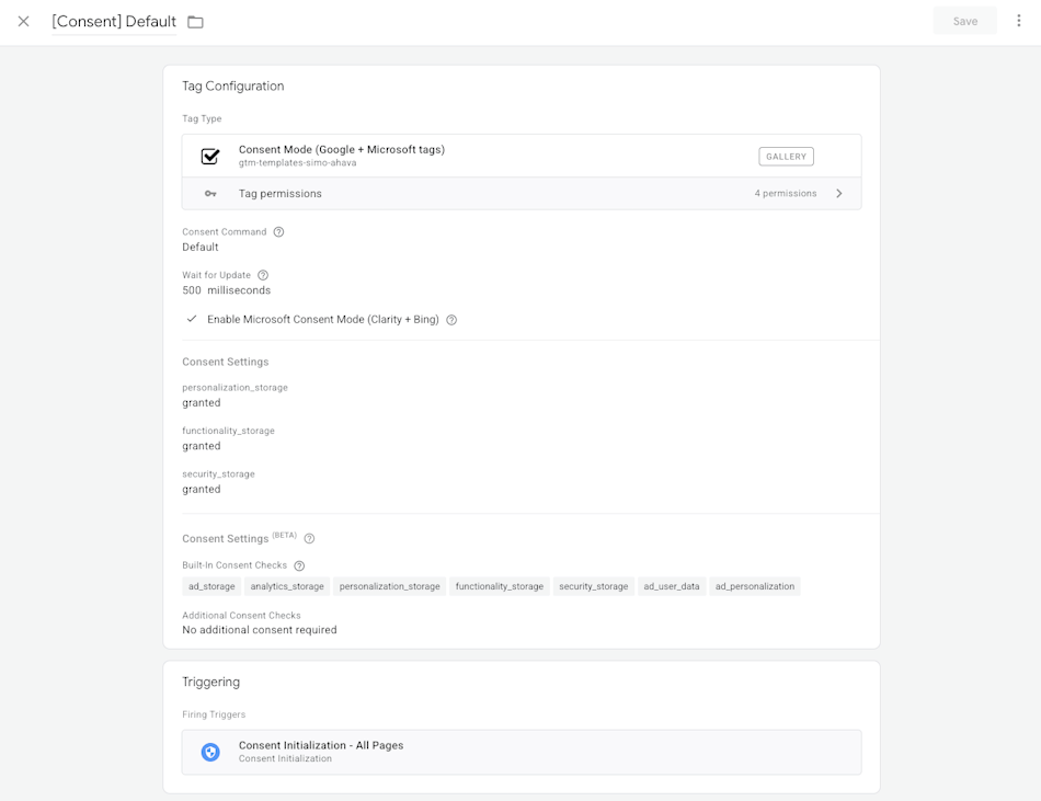 Consent Default Template GTM