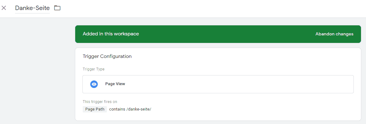 Danke-Seite Page Path