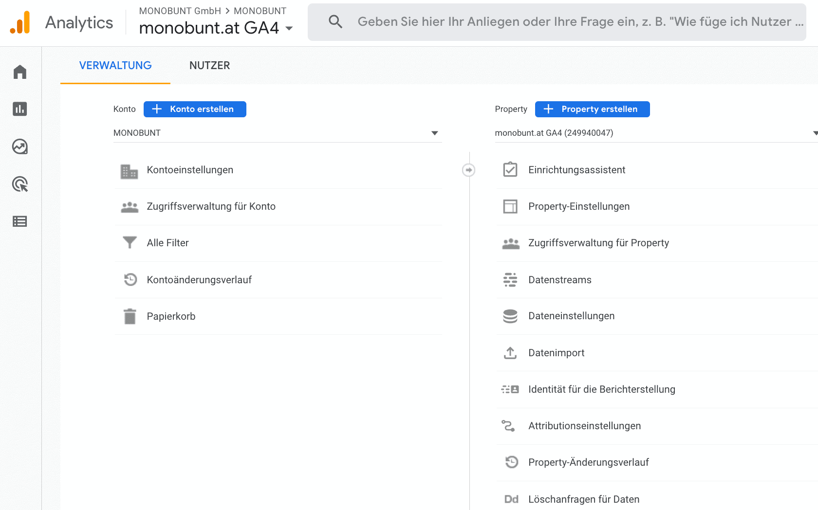 GA4 Verwaltung