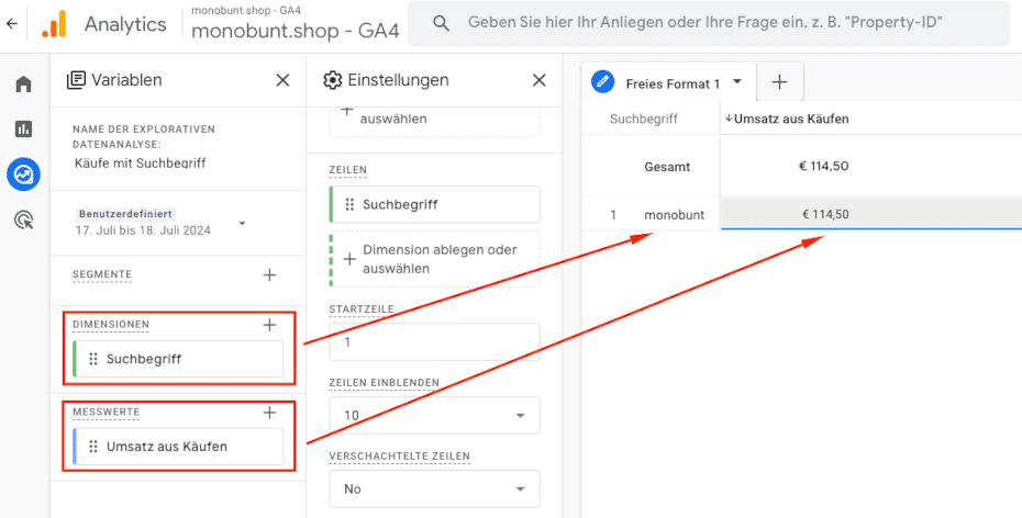 Explorativer Report GA4