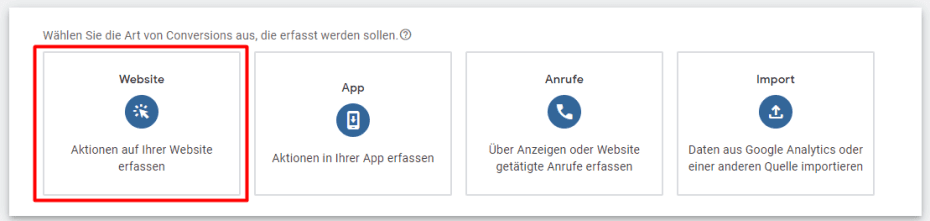 Art der Conversion in Google Ads
