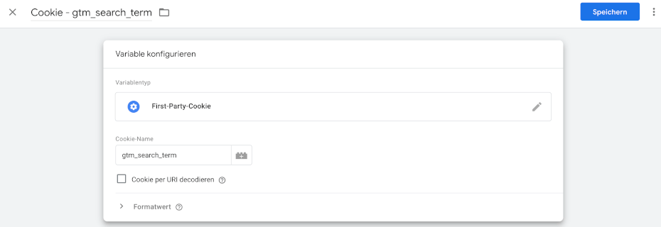 GTM Search Term 1st Party Cookie