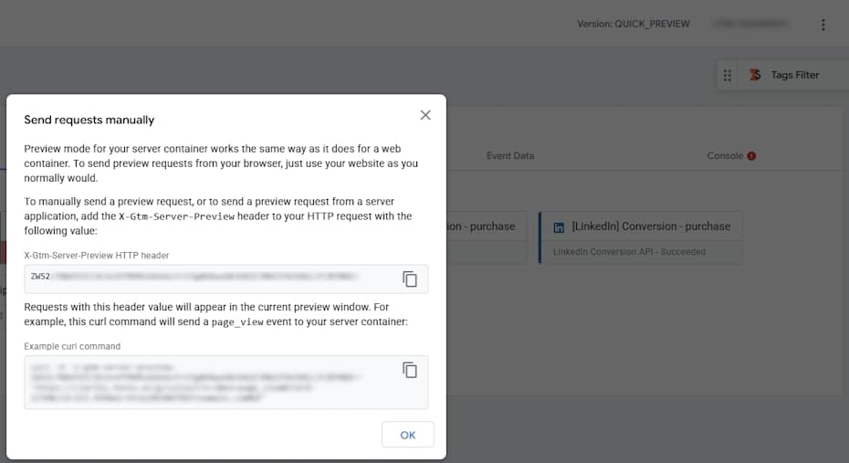 sGTM Preview Mode: Send Requests Manually