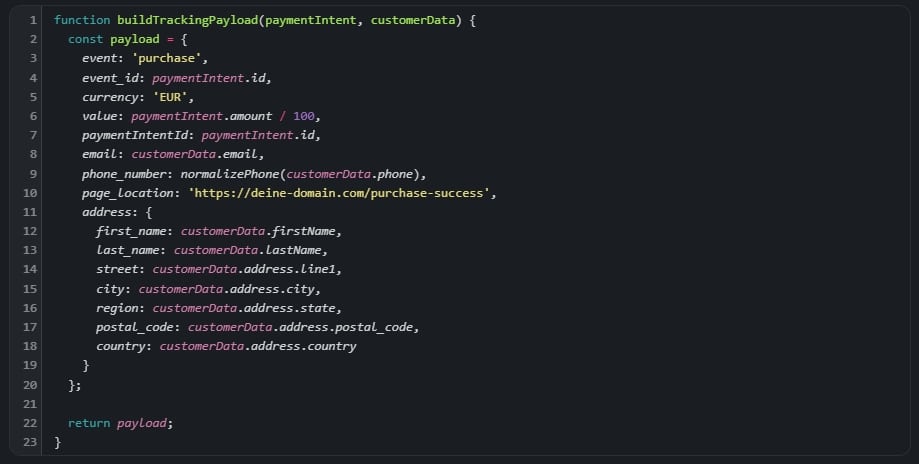 Stripe Payload Beispiel