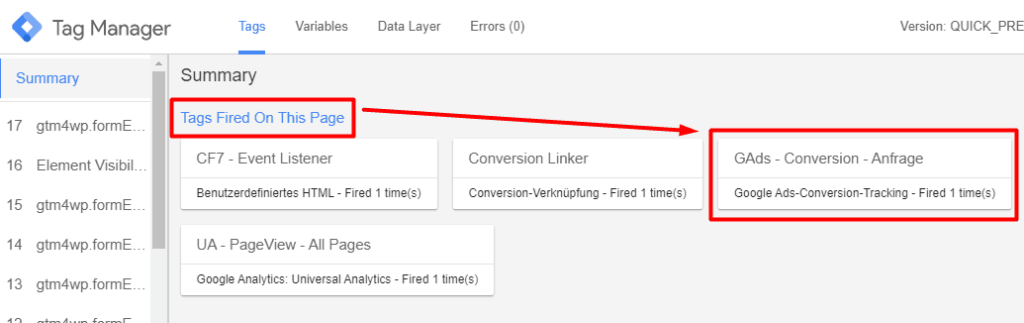 Tag Manager Preview