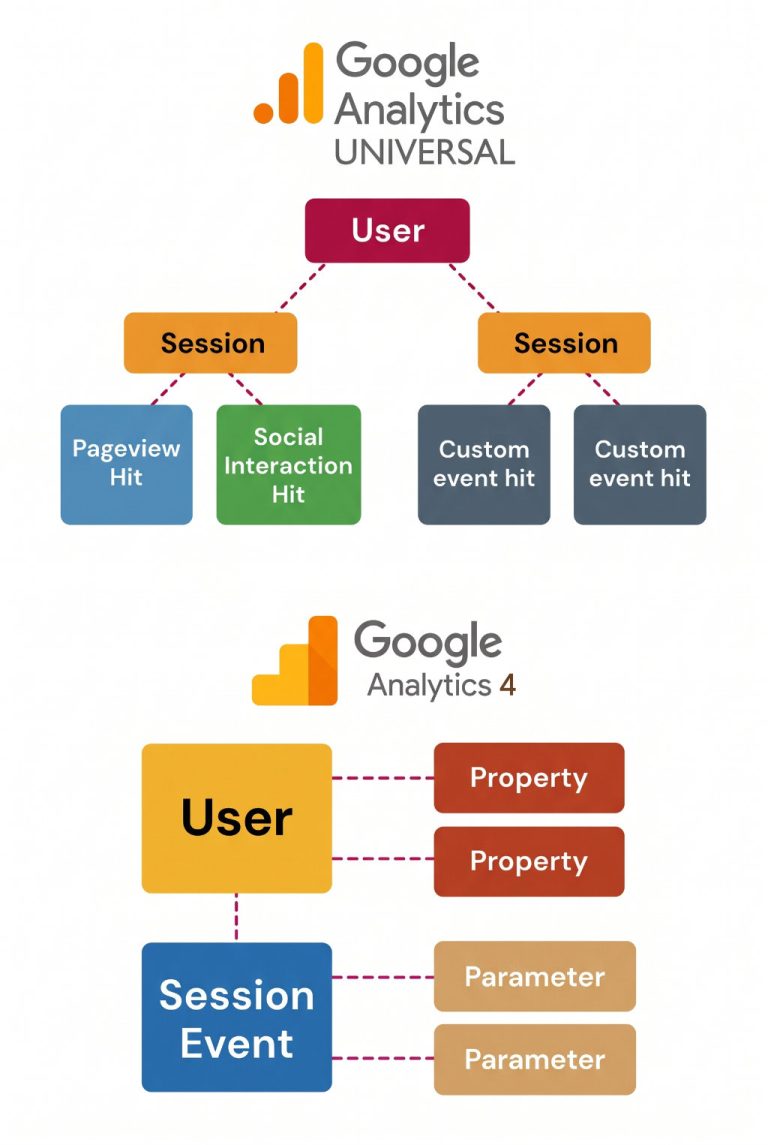 Vergleich zwischen Universal Analytics und GA4