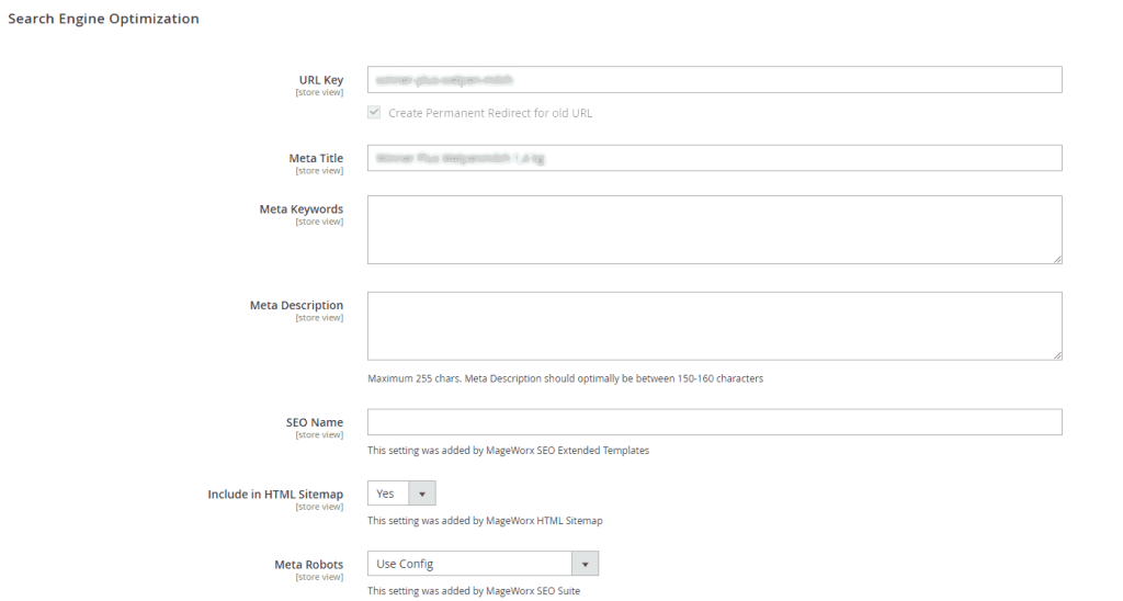 Magento SEO Optionen