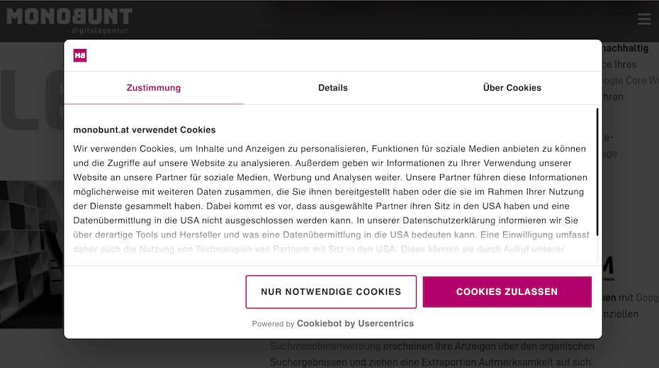 CookieBot bei MONOBUNT