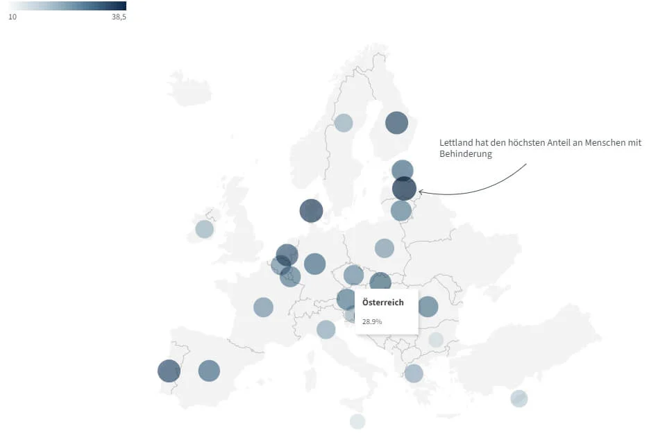 Grafik von Eurostat zu der Anzahl von Menschen mit Behinderung in der EU