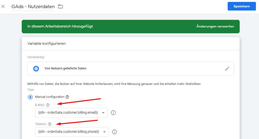 GAds Nutzerdaten