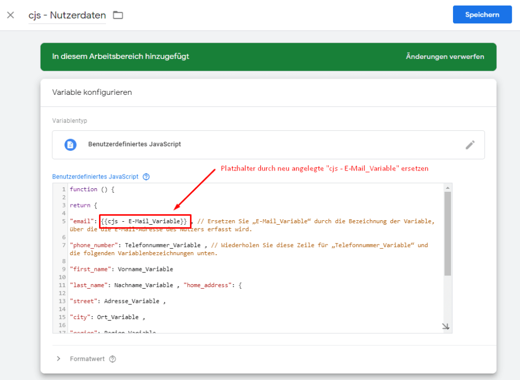 CJS Email Variable