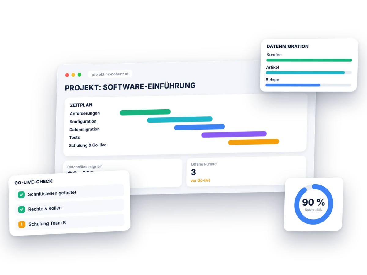 Software-Implementierung: Projektplan, Datenmigration und Go-live-Check