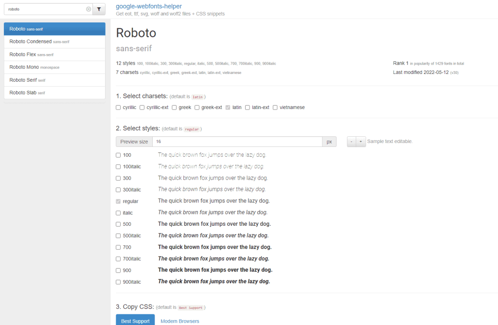 Web Fonts Helper Tool