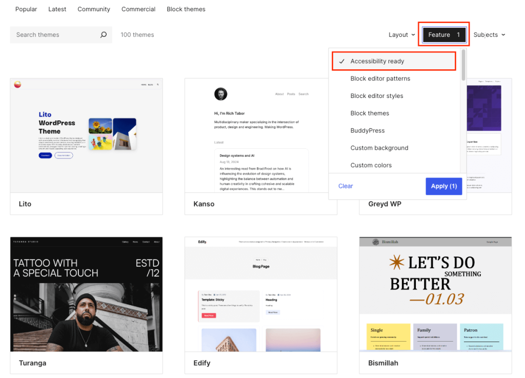 Wordpress Themes Verzeichnis Barrierefreiheit